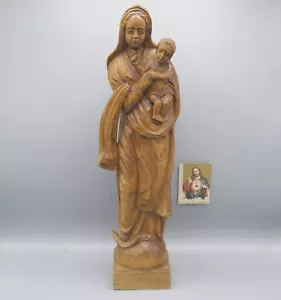 Grande europeo tallado a mano madera Virgen María Niño Jesucristo T.19 - Imagen 1 de 7
