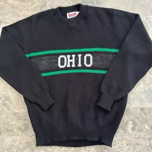 Vintage H. Wolf & Sons Ohio Sweater Medium Black & Green Made in USA - Picture 1 of 3