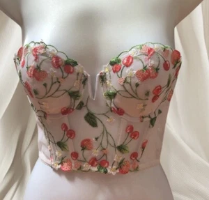 2022 Victoria's Secret Dream Angels Bustier Bra Strawberry Cherry Womens 32C NEW - Picture 1 of 8