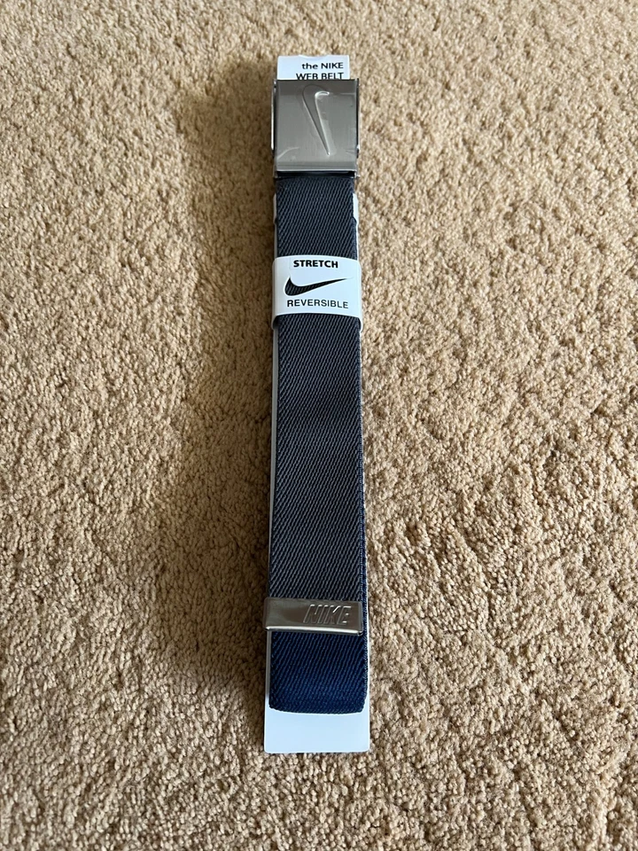 Nike Golf Men's Web Stretch Flex Reversible Belt Gray/Blue Adjustable to Size 42