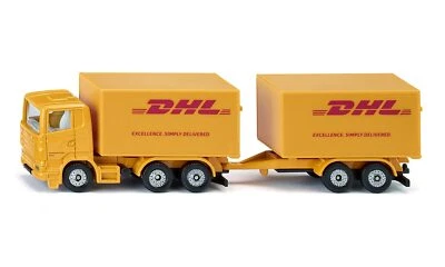 1694 Camion DHL avec Remorque métal/plastique Jaune hayons ouvrants remorque ... - Image 1 of 4