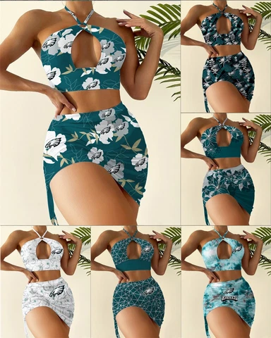 Philadelphia Eagles Women's Bikini Set 2PCS Beach Halter Swimwear Sexy Swimsuit Cover