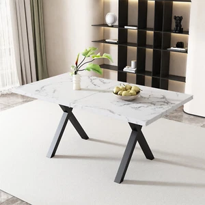 Esstisch 140 x 80 cm rechteckiger Küchentisch mit X-Tischbeine für 4-6 Personen - Bild 1 von 8