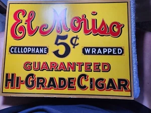 (-34) Large Cardboard "El Moriso Cigar" Counter top sign, 10"x13", Excellent+ - Picture 1 of 2
