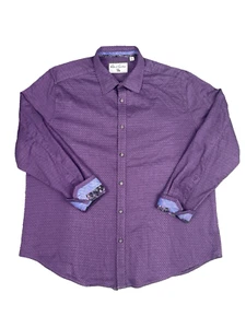 Camisa Oxford Robert Graham Calce Clásico Para Hombre Talla 2XL Púrpura Estampada Abotonada - Imagen 1 de 10