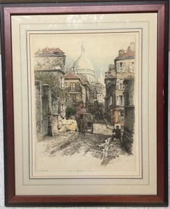 Incisione acquatinta originale Robert Kasimir ""Sacro Cuore"" MONTMARTE Parigi Francia - Foto 1 di 15