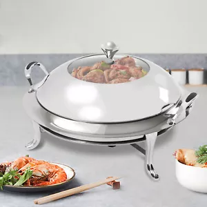 3L/3.17Qt Chafing Dish Buffet Acciaio Inox Rotondo Buffet Vassoio Alimentare Caldo - Foto 1 di 17