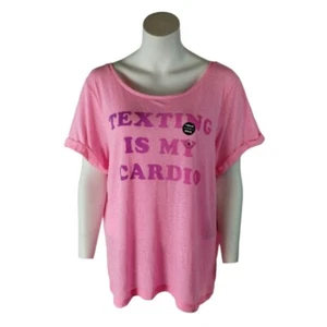 Live Love Dream Womens XL Sheer Pink Texting is My Cardio Athletic T-Shirt - Picture 1 of 7
