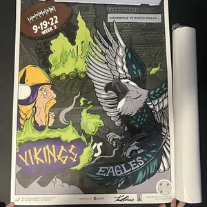Philadelphia Eagles / Minnesota Vikings Game Day Poster - 9 19/22 SIGNIERT! - Bild 1 von 7