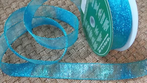 Ribbon Blue Sheer Sparkling Wired Edge 1.5 in. Wide 5 Yds  All Occasion - Picture 1 of 9