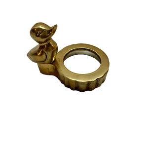 Vintage Messing Ente auf Baumstumpf Lupe schwer  - Bild 1 von 17