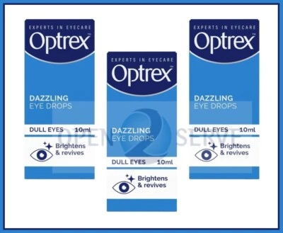 3x Optrex Dazzling Eye Drops for Dull Eyes - Sparkles Brightens & Revives - 10ml