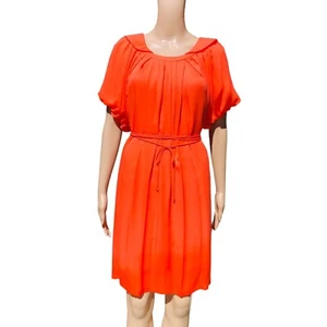 Ali Ra NWOT bright orange blousy silk dress with slip sz 6 - Picture 1 of 16