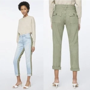FRAME Le Beau Cargo Pants Boyfriend Fit Canteburry Two Toned Blue Green Size 26 - Picture 1 of 9