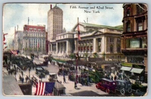 Fifth Avenue And 42nd Street, New York City, Antique 1923 Success Postcard - Picture 1 of 2