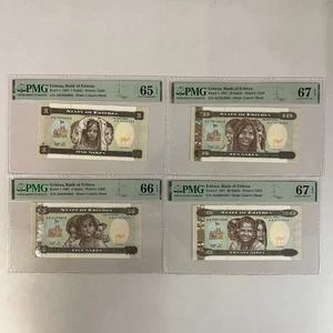 (HK SHIPPING) 1997 Eritrea Bank of Eritrea 1-20 Nafka PMG 65/66/67 EPQ UNC 4PCS - Picture 1 of 5