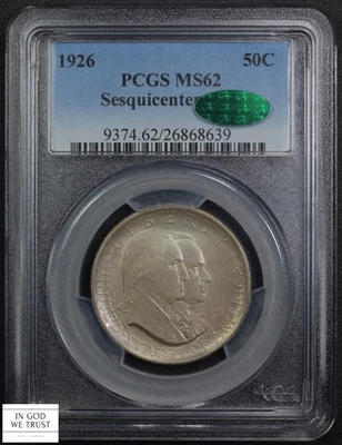 1926 Sesquicentennial Commemorative Silver Half Dollar 50C PCGS MS 62 CAC - Image 1 of 4