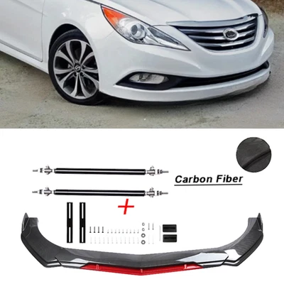Front Bumper Lip Splitter Spoiler Strut Carbon Fiber For 11-14 Hyundai Sonata Foto 1 de 4