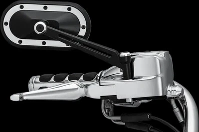 Espejos retrovisores laterales Kuryakyn negros con acento Chr Harley Dyna Super Glide personalizados 05-14 Foto 1 de 4