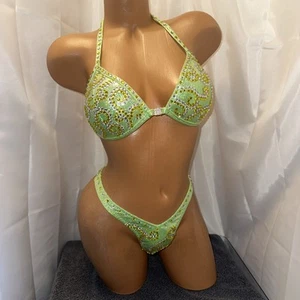 NPC competition FIGURE posing suit Lime Green 34 C Med Bottom - Picture 1 of 4