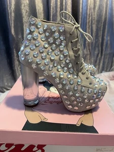 Jeffrey Campbell Size 6 Ivory Suede Platform “Lita” Ankle Boots with gemstones - Picture 1 of 17