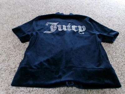 NWOT Juicy Couture Velour Blue Rhinestone Logo Cropped Size M - Image 1 of 4