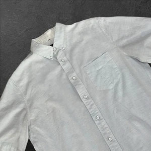 Rag & Bone Textured Short Sleeve Shirt Light Blue University Striped Medium - Picture 1 of 8