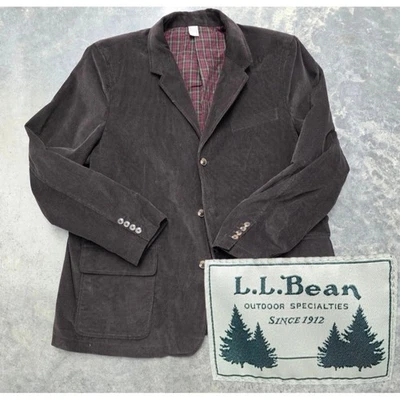Vintage L.L. Chaqueta Blazer Bean Para Hombre Marrón Pana Calce Clásico Forrada a Cuadros Foto 1 de 4