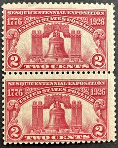 US 1926 Scott # 627 Pair MNH Liberty Bell Sesquicentennial Exposition - Picture 1 of 2