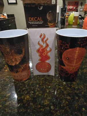 RARE NEW Set of 2 Trick Or Treat Sam 22 oz Plastic Cups Halloween + Decal NLS - Image 1 of 4