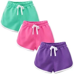 3 Pack Little Big Girls Running Athletic Cotton Shorts Toddler Kids Workout D... - Picture 1 of 7