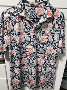Polo de golf Bad Birdie floral manga corta para hombre talla L - Imagen 1 de 4