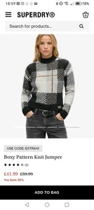 Knit Sweater Super dry Women's Brand New Sweater Boxy Pattern Mono Check XS - Picture 1 of 7