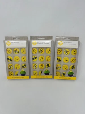 3-Pack New Wilton Emoji Icing cake Decorations –Fun Cake & Cupcake Toppers - Image 1 of 4