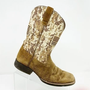 Botas de Vaquero Ariat Boys Patriot Western Marrón Camuflaje Tostado Talla 3 Bandera Americana - Imagen 1 de 13