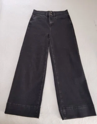 Jeans Ann Taylor The Wide Leg feminino cintura alta algemado preto tamanho 6 - Imagem 1 de 4