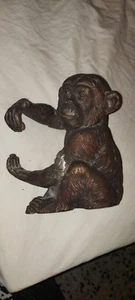 Antique monkey chimp metal spelter pocket watch holder figure - Picture 1 of 5