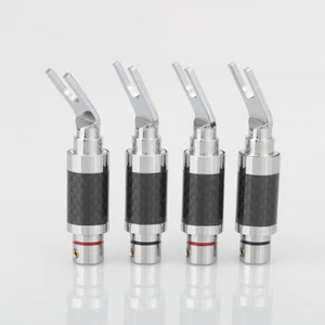 Conector de cable de altavoz de audio de fibra de carbono hágalo usted mismo con pala enchapada en rodio 4 piezas - Imagen 1 de 7