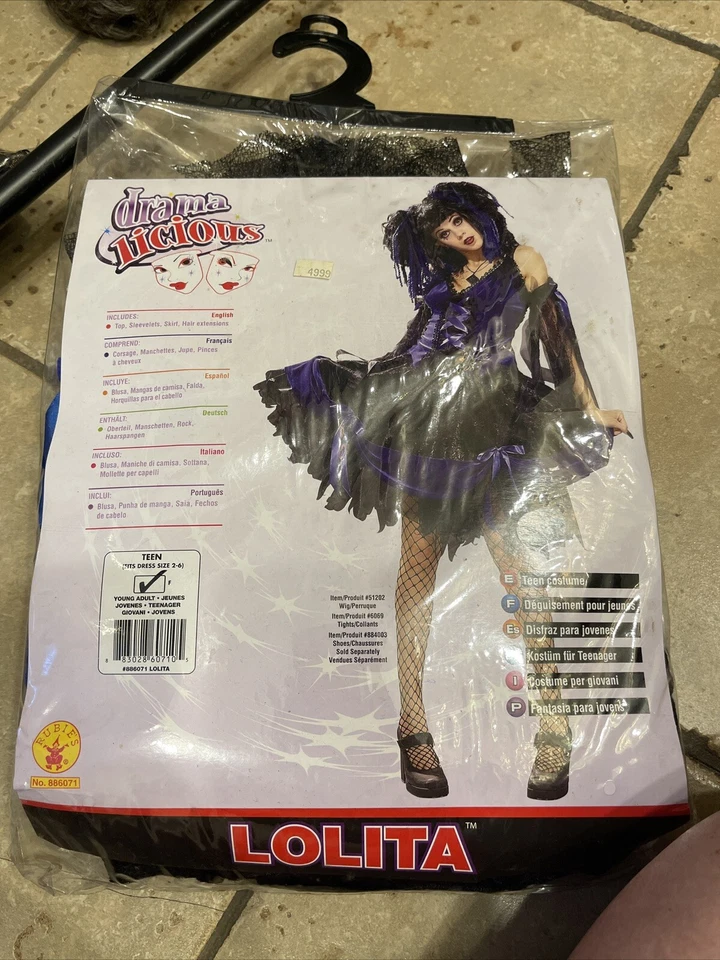 Lolita Gothic Vampire Victorian Doll Fancy Dress Up Halloween Teen Adult Costume - Image 1 of 1