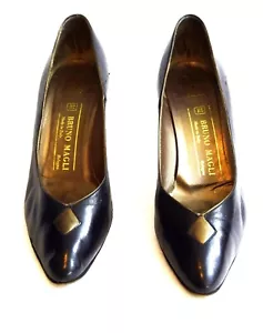 BRUNO MAGLI scarpe donna nere pelle tacco lusso fascia alta Italia décolleté 7 B - Foto 1 di 7