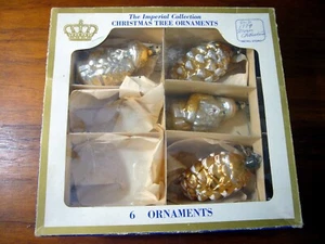 4 Vintage Glass Gold Glitter Pinecone Santa Christmas Ornament Poland 1979 Sears - Picture 1 of 8