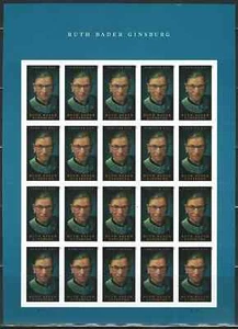 Mint US Ruth Bader Ginsburg Pane of 20 Forever Stamps Scott# 5821 (MNH) - Picture 1 of 1