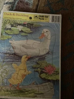 Vintage Golden Frame -Tray Puzzle Duck & Duckling 1983 - Image 1 of 4