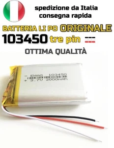 Batteria 103450 3,7V 2000mAh ricaricabile Li-Po Polimeri Litio Battery 3 fili  - Foto 1 di 10