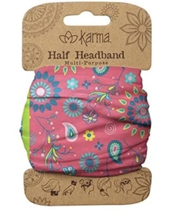 Karma Half headband by Karma Gift Split Floral Paisley Pink Blue Ka-2024-38 - Picture 1 of 3