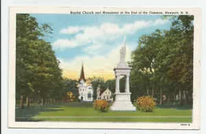 Iglesia Bautista y Monumento Fin de Común Newport NH Postal 1948 New Hampshire - Imagen 1 de 2