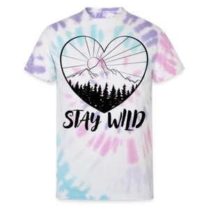 Nature Hiking Stay Wild Mountain Adventure Tie Dye Unisex T-shirt - Picture 1 of 10