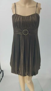Body Central Adjustable Spaghetti Strap Shimmery Brown Bubble Hem Size M Dress - Picture 1 of 11