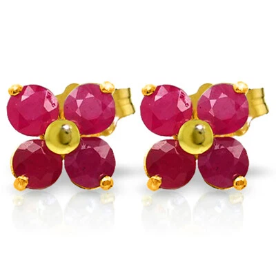 1.15 Carat 14K Solid Gold We Are Serious Ruby Earrings - Image 1 of 4