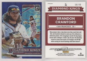 2022 Donruss Optic Diamond Kings Purple Pandora Prizm /99 Brandon Crawford #26